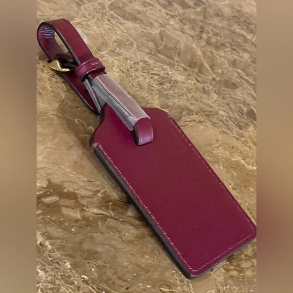 COACH NWOT Burgundy Leather Dancing Mouse Luggage Tag Bag Charm Sparkle Accents - Picture 10 of 13